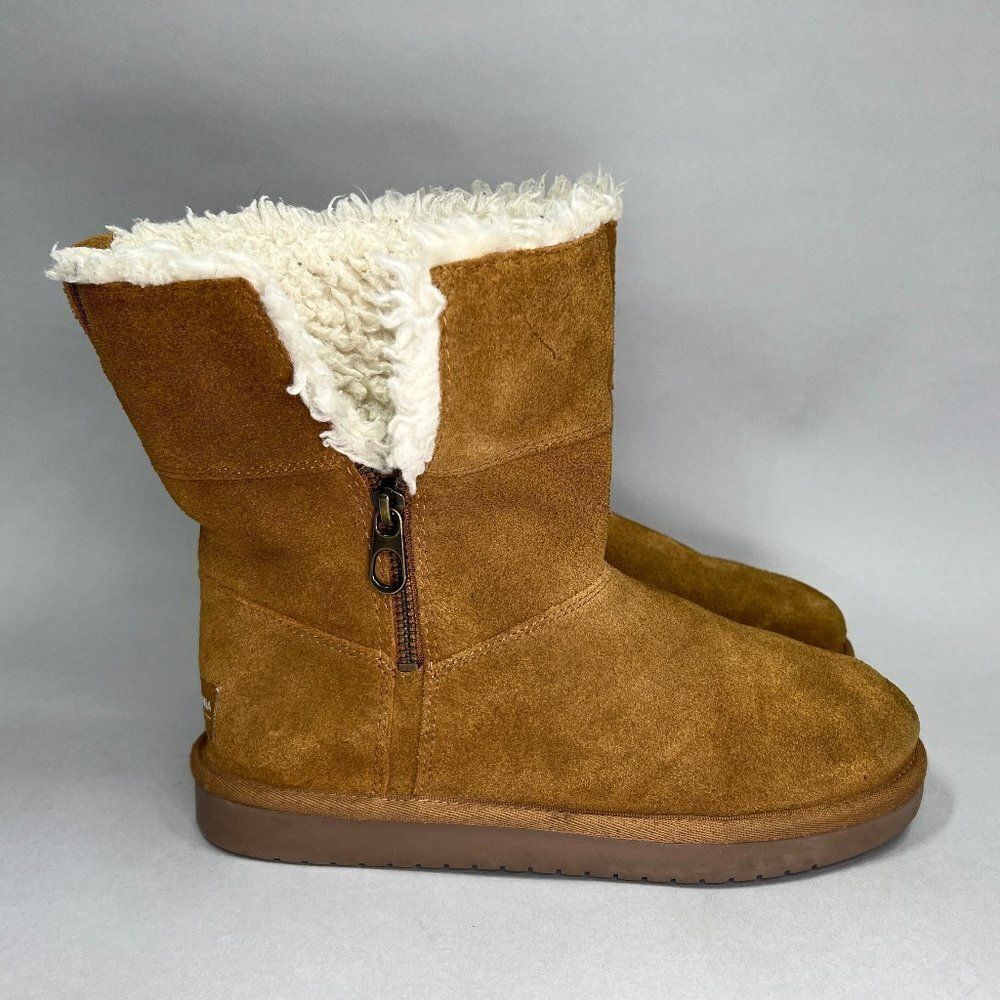 Koolaburra By UGG Girl's Short Chestnut Suede Winter Boots